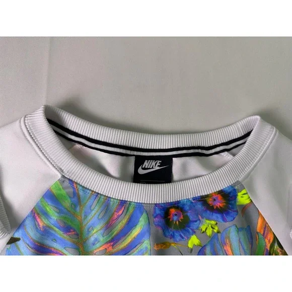 Nike Hyper Femme Tropical Floral Parrot Cropped Sweatshirt Women's Small S White - Picture 10 of 10
